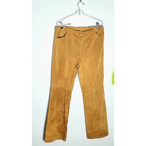 Vintage Covington Womens Camel Brown Suede Straight Leg Pants Size 12 Western